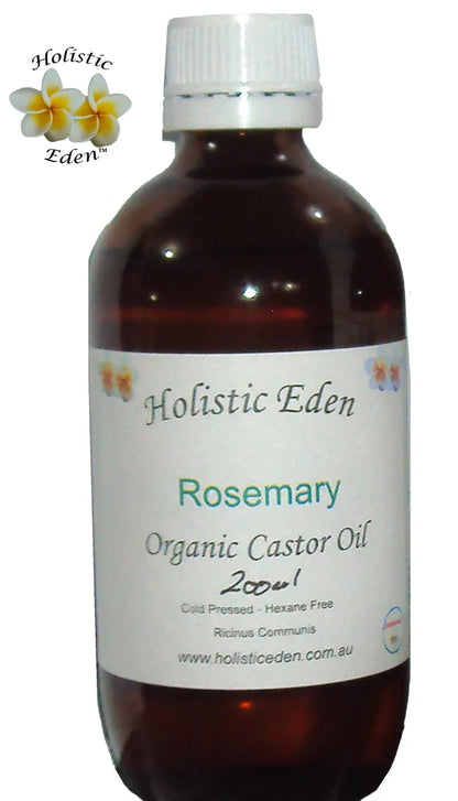 ORGANIC Castor Oil and Rosemary Essential Oil Hexane Free Cold Pressed in Glass