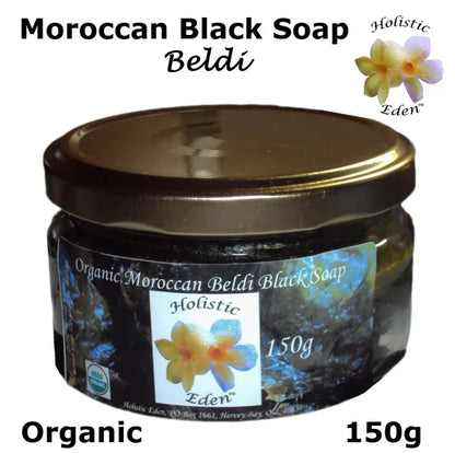 ORGANIC Moroccan Beldi Black Soap Premium Grade Savon Noir 150g Glass Jar