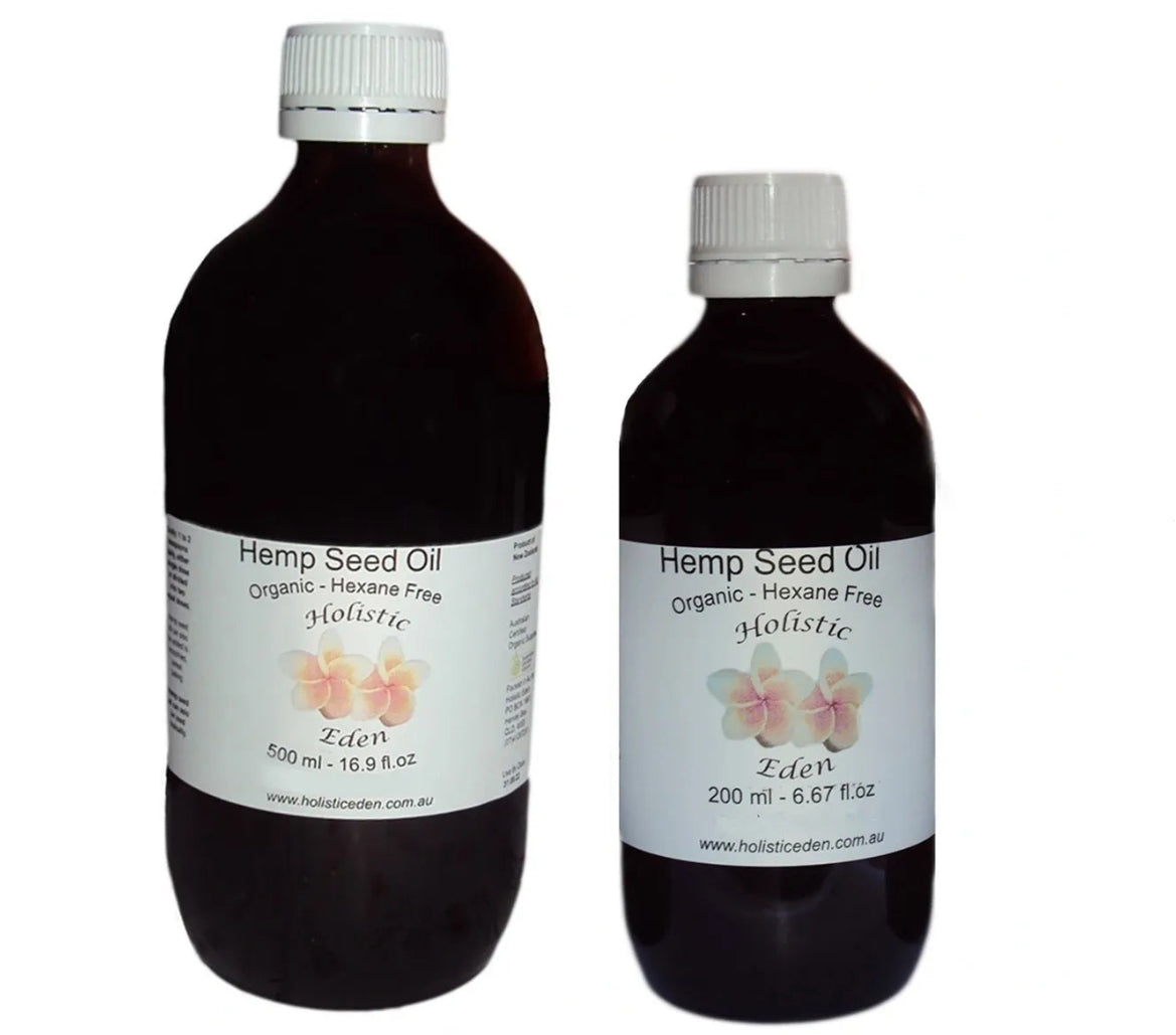 ORGANIC "RICH GREEN" HEMP SEED OIL 100% Pure Cold Pressed Premium Grade, Glass Bottle