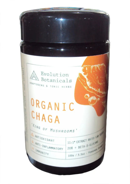 Organic Chaga Mushroom Powder Extract Siberia Birch Grown Anti-Inflammatory 100g