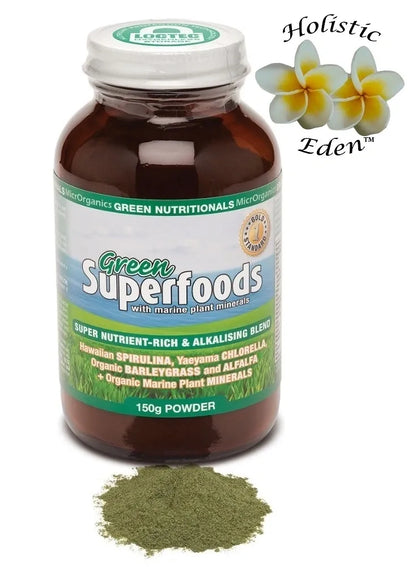 Organic Chlorella Spirulina Barley Grass Wheatgrass Green Superfoods Powder 120g