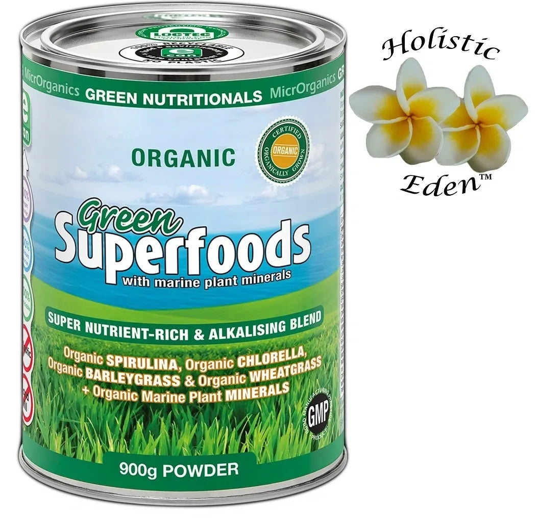 Organic Chlorella Spirulina Barley Grass Wheatgrass Green Superfoods Powder 900g
