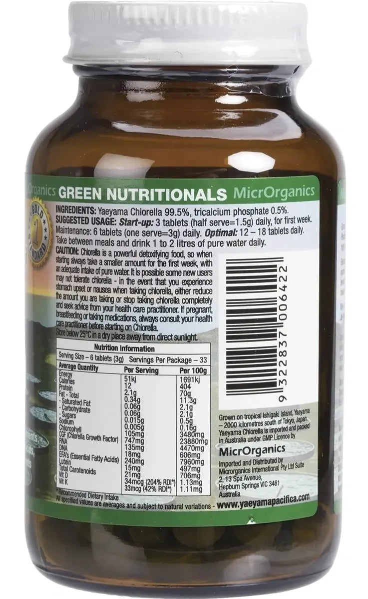 Organic GREEN NUTRITIONALS Yaeyama Pacifica Chlorella 1000 Tablets