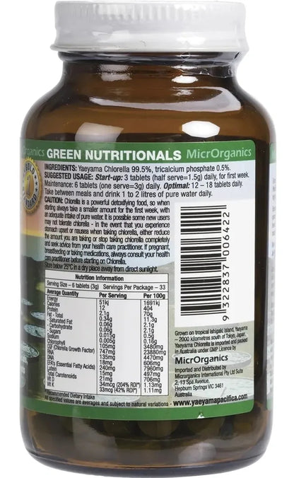 Organic GREEN NUTRITIONALS Yaeyama Pacifica Chlorella 1000 Tablets