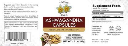 Organic Moringa Leaf, Amla Berry, Ashwagandha Root Powder Capsules, 120 Caps