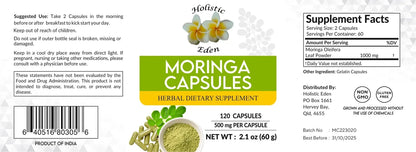 Organic Moringa Leaf, Amla Berry, Ashwagandha Root Powder Capsules, 120 Caps