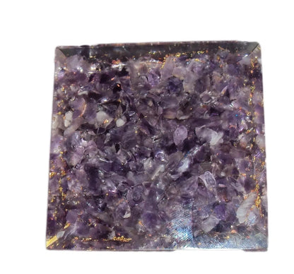 Organite Pyramid Amethyst Selenite Flower of Life Copper Coil Polished Orgone