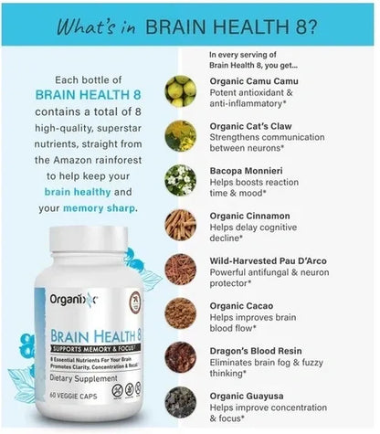 Organixx Brain Health 8 for Memory Support, Clarity & Concentration