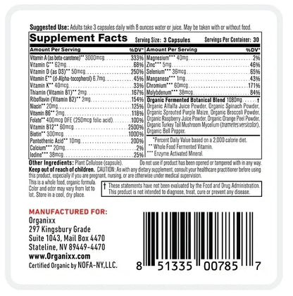 Organixx Multi-Vita Maxx Multi Vitamin from Organic Whole Foods