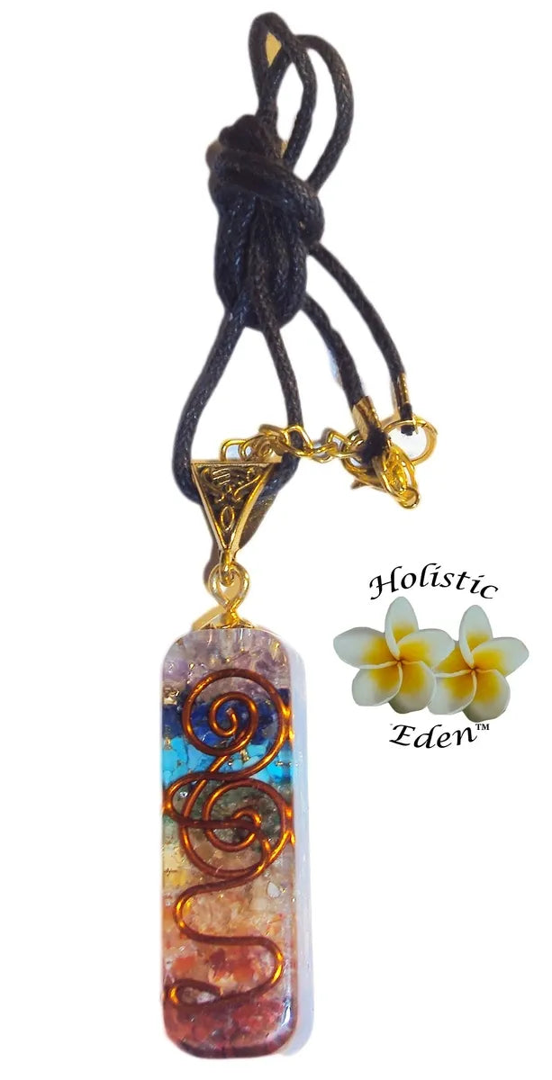 Orgone 7 Stone Chakra Pendant, Orgonite Amethyst, Citrine, Jasper, Turquoise,
