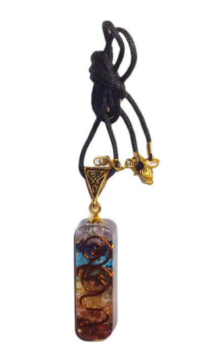 Orgone 7 Stone Chakra Pendant, Orgonite Amethyst, Citrine, Jasper, Turquoise,