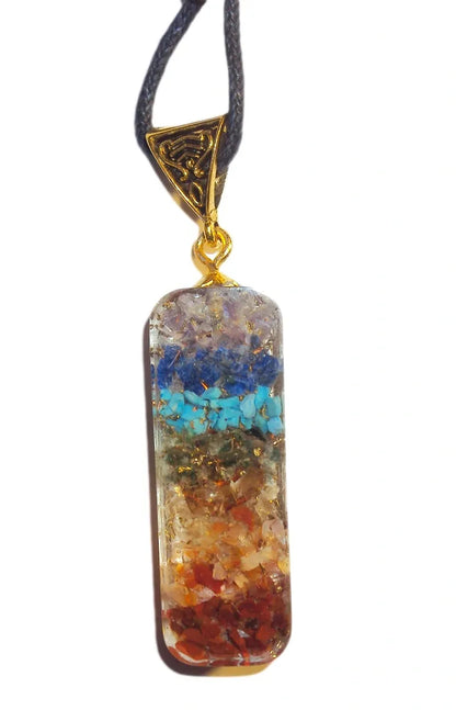 Orgone 7 Stone Chakra Pendant, Orgonite Amethyst, Citrine, Jasper, Turquoise,