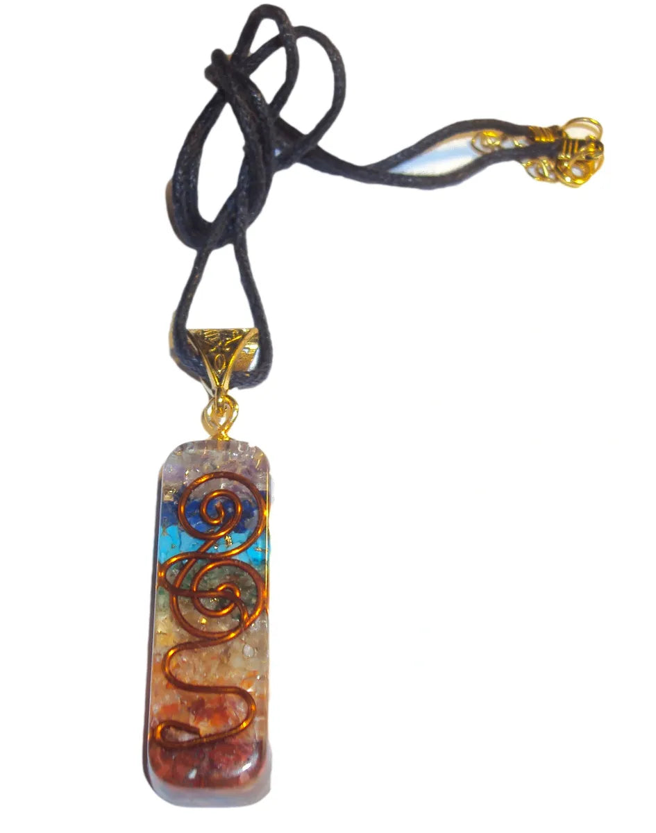 Orgone 7 Stone Chakra Pendant, Orgonite Amethyst, Citrine, Jasper, Turquoise,
