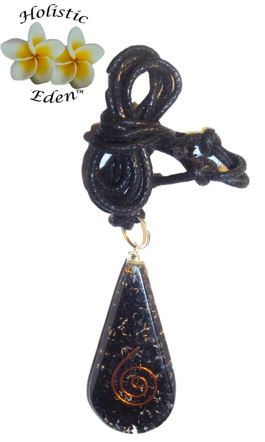 Orgone Black Tourmaline Tear Drop Copper Coil Orgonite Pendant