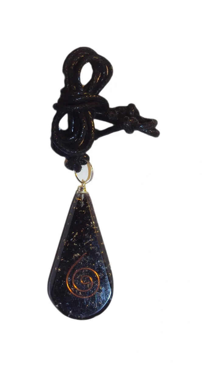 Orgone Black Tourmaline Tear Drop Copper Coil Orgonite Pendant