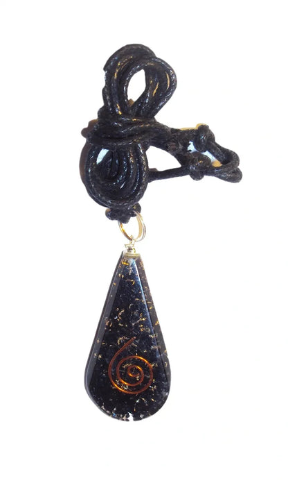 Orgone Black Tourmaline Tear Drop Copper Coil Orgonite Pendant