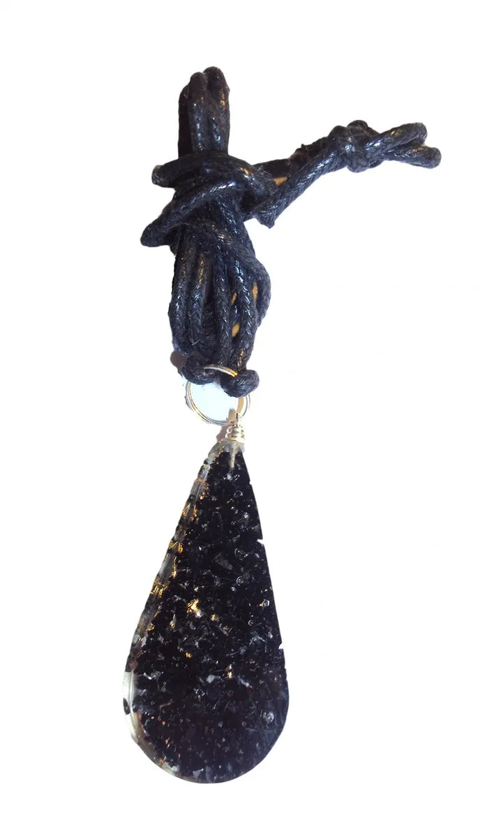 Orgone Black Tourmaline Tear Drop Copper Coil Orgonite Pendant