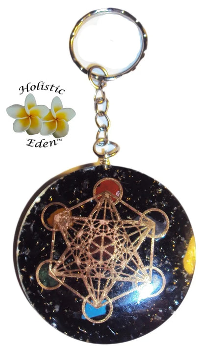 Orgonite Black Tourmaline Metatron Key Ring Orgone Lapis Lazul Jasper Aventurine