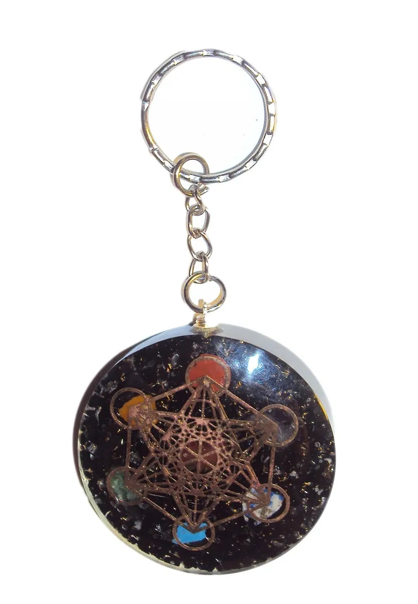 Orgonite Black Tourmaline Metatron Key Ring Orgone Lapis Lazul Jasper Aventurine