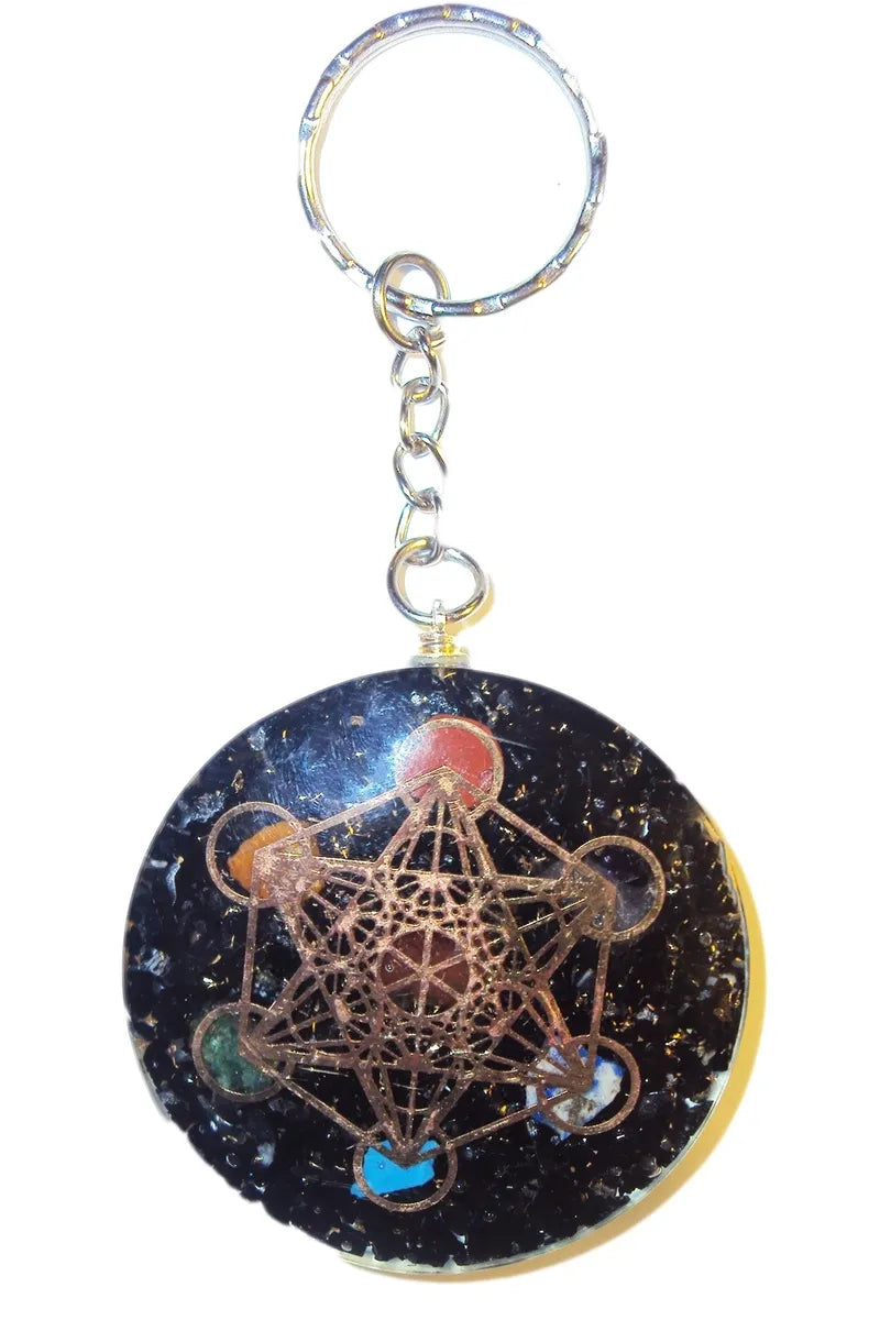 Orgonite Black Tourmaline Metatron Key Ring Orgone Lapis Lazul Jasper Aventurine