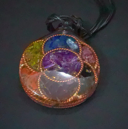Orgonite Seed of Life Pendant Tensor Rings, All 9 Solfeggio Frequencies