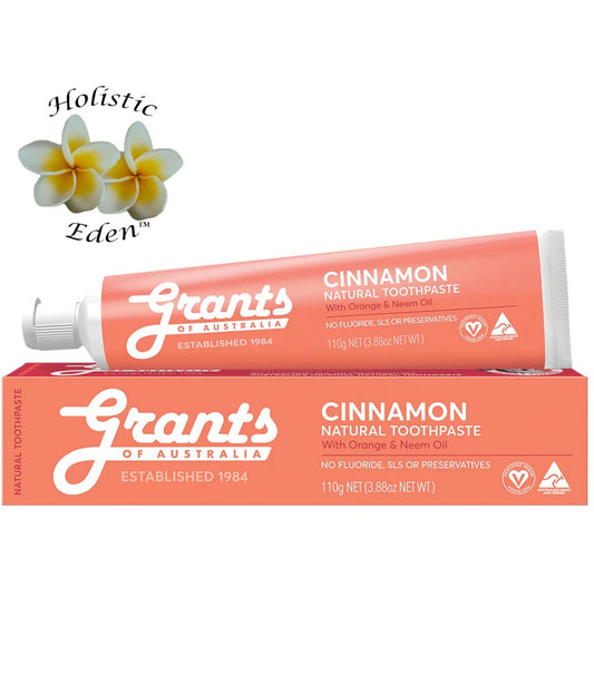 Grants Cinnamon, Orange, Neem Oil Natural Toothpaste 110g - Twin Pack