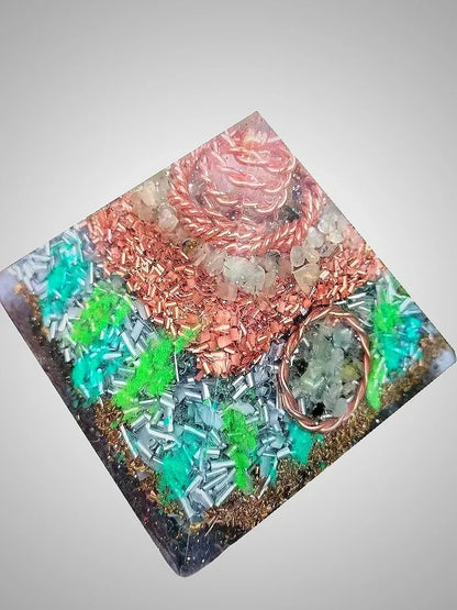 Prehnite Orgonite Copper Tensor Ring EMF Protection Giza's Grace Pyramid