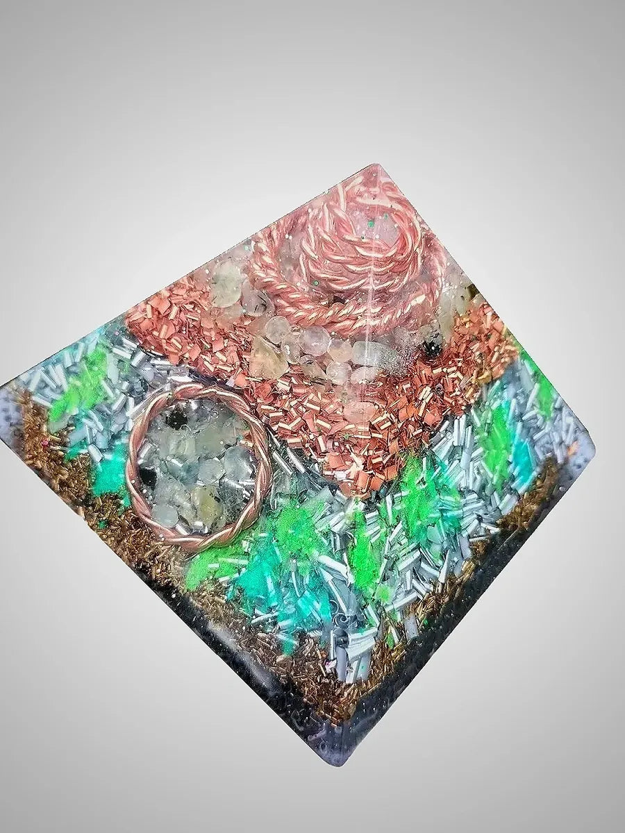 Prehnite Orgonite Copper Tensor Ring EMF Protection Giza's Grace Pyramid