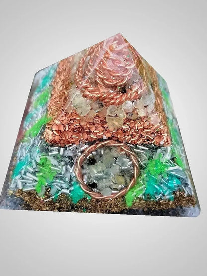 Prehnite Orgonite Copper Tensor Ring EMF Protection Giza's Grace Pyramid