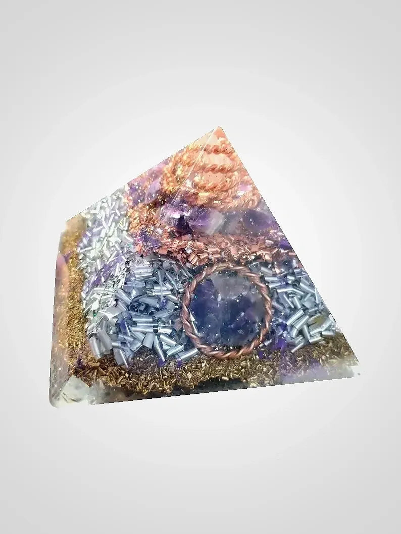 Purple Amethyst Orgonite Copper Tensor Ring EMF Protection Giza's Grace Pyramid