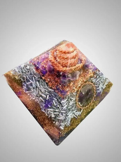 Purple Amethyst Orgonite Copper Tensor Ring EMF Protection Giza's Grace Pyramid