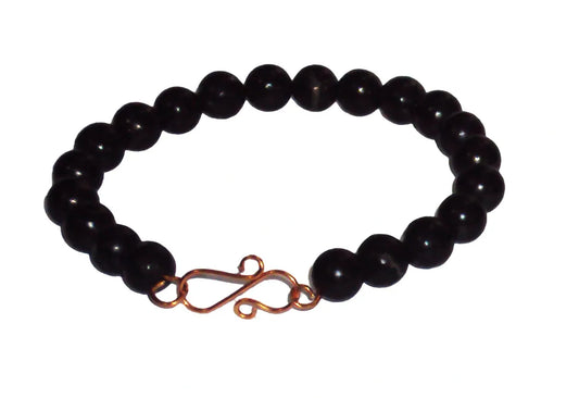 RUSSIAN SHUNGITE 8MM BEAD BRACELET KARELIAN SHUNGITE, COPPER EMF PROTECTION