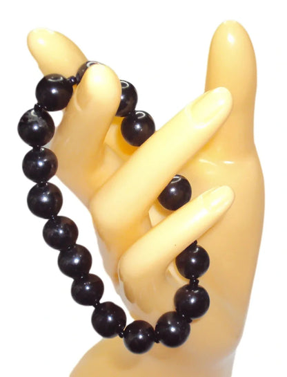 RUSSIAN SHUNGITE 9MM ELASTIC BEAD BRACELET 100% SOLID EMF PROTECTION