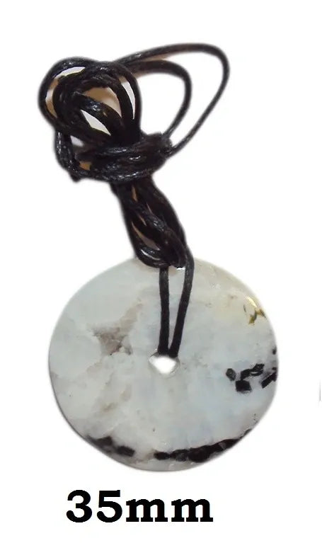 Rainbow Moonstone Donut Circle Shape Pendant Genuine Crystal Gemstone
