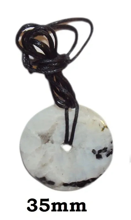 Rainbow Moonstone Donut Circle Shape Pendant Genuine Crystal Gemstone