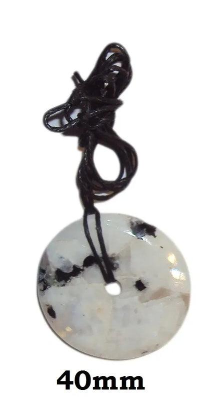 Rainbow Moonstone Donut Circle Shape Pendant Genuine Crystal Gemstone