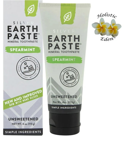 Redmond Real Salt Natural Bentonite clay Spearmint Silver EarthPaste Toothpaste
