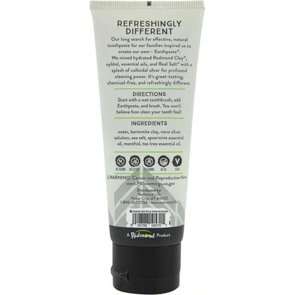 Redmond Real Salt Natural Bentonite clay Spearmint Silver EarthPaste Toothpaste