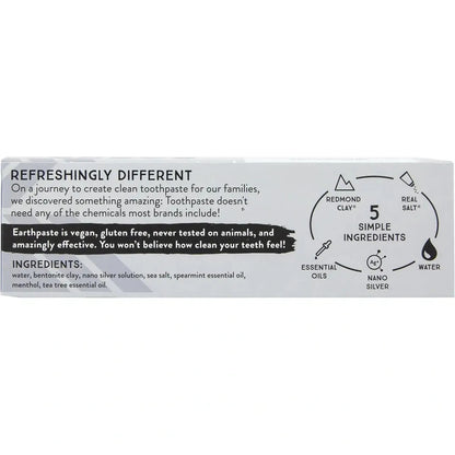 Redmond Real Salt Natural Bentonite clay Spearmint Silver EarthPaste Toothpaste