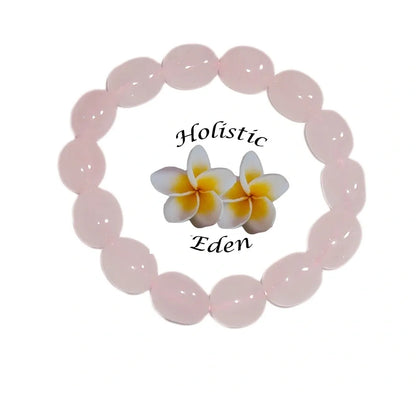Rose Quartz Crystal Bracelet Large (12mm) Tumble Beads HIGH GRADE Bead Bangle