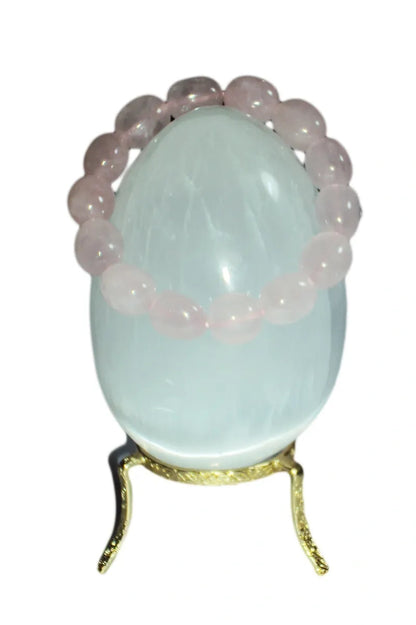 Rose Quartz Crystal Bracelet Large (12mm) Tumble Beads HIGH GRADE Bead Bangle