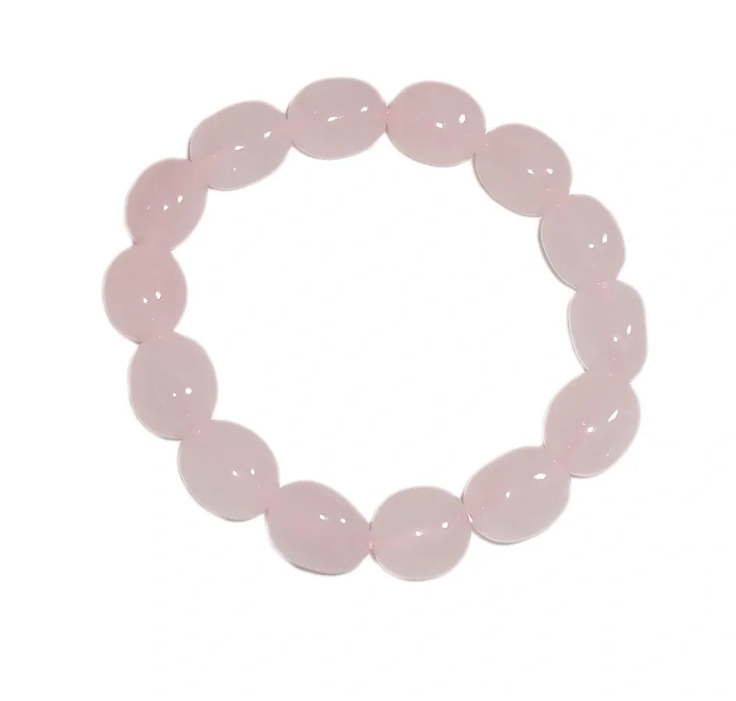 Rose Quartz Crystal Bracelet Large (12mm) Tumble Beads HIGH GRADE Bead Bangle