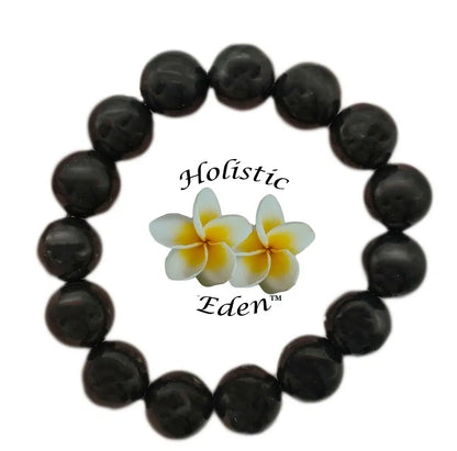 SHUNGITE 12mm BEAD BRACELET 100% SOLID KARELIAN SHUNGITE EMF PROTECTION