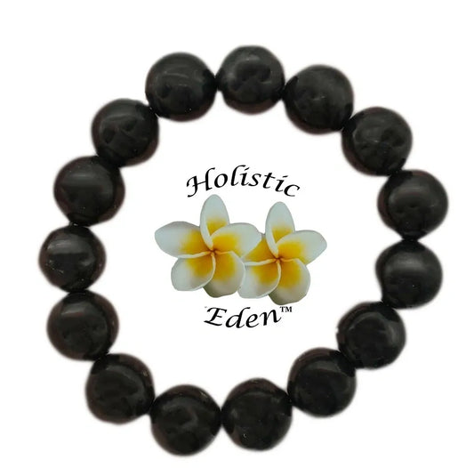 SHUNGITE 12mm BEAD BRACELET 100% SOLID KARELIAN SHUNGITE EMF PROTECTION