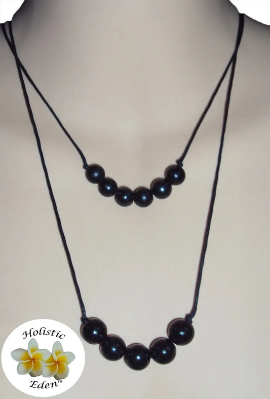 SHUNGITE BEAD PENDANT, Necklace EMF Protection Russian Healing Stone