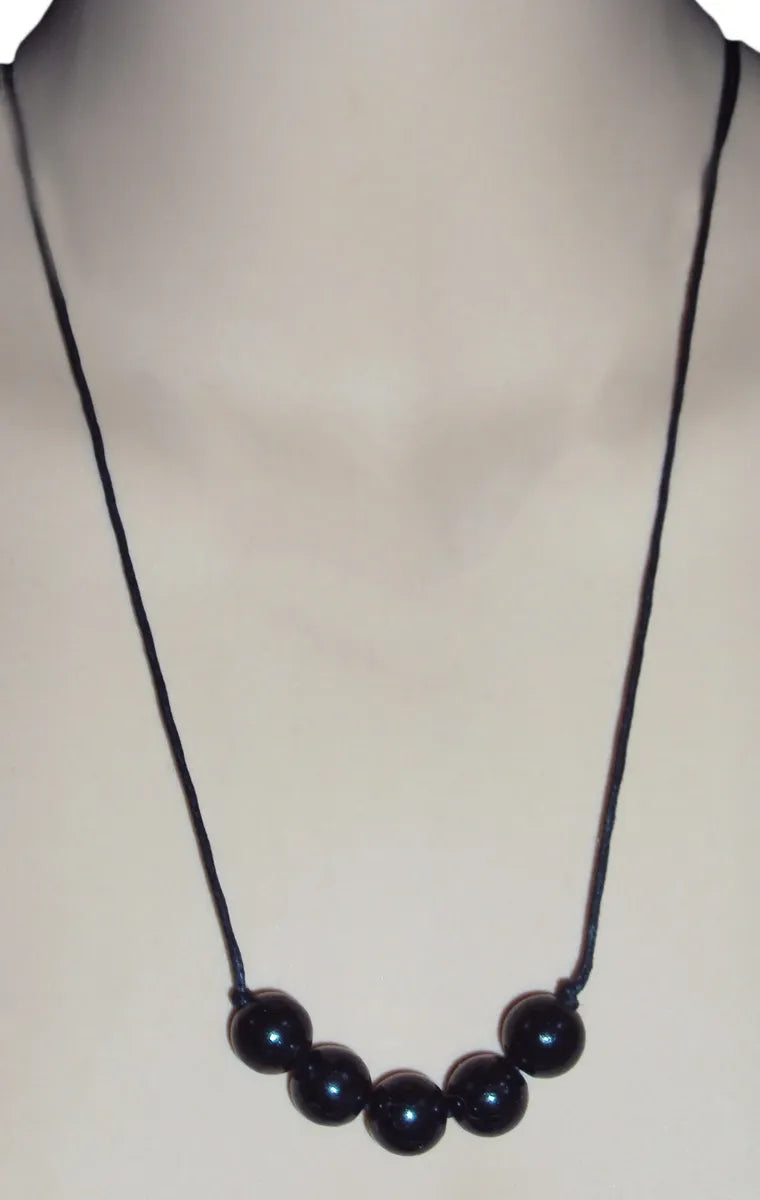 SHUNGITE BEAD PENDANT, Necklace EMF Protection Russian Healing Stone