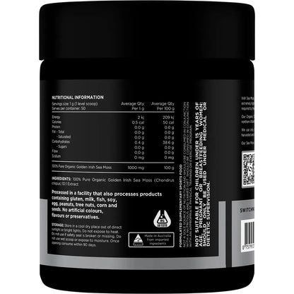 Sea Moss 100% Pure Micronised Golden Irish Sea Moss Organic Wildcrafted 50g