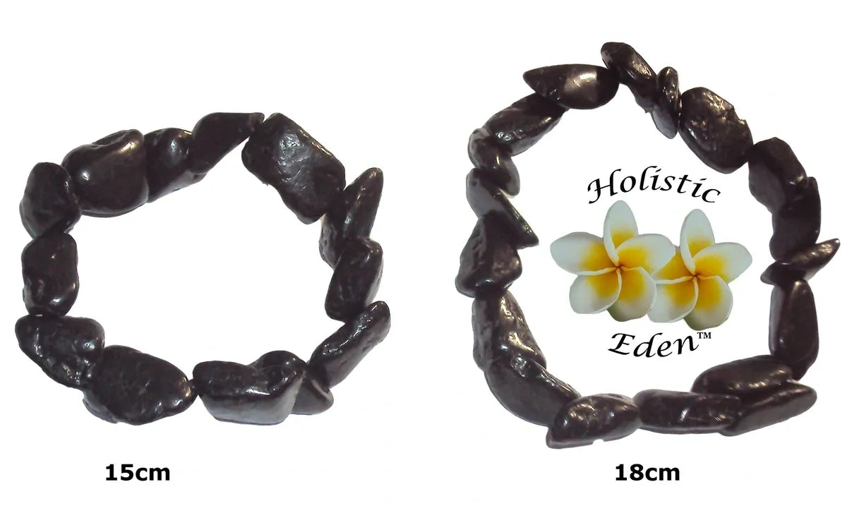 Shungite Bracelet Chunky Tumbled Crystal Chip Stones, 8-15mm Pieces