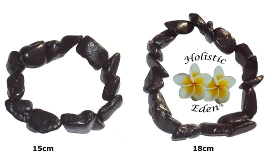 Shungite Bracelet Chunky Tumbled Crystal Chip Stones, 8-15mm Pieces