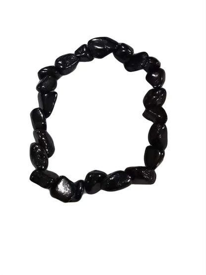Shungite Bracelet Chunky Tumbled Crystal Chip Stones, 8-15mm Pieces